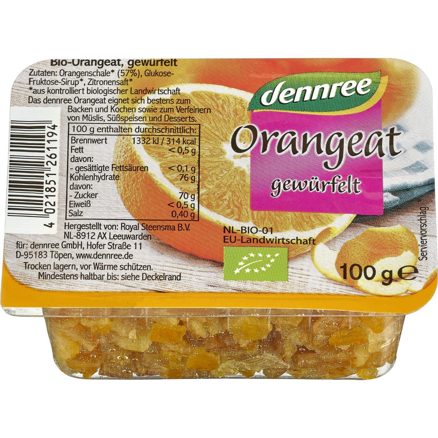 Usećerena kora naranče Dennree – 100 g